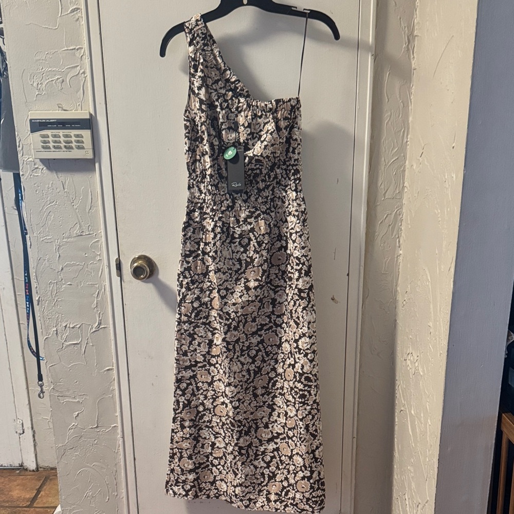 Rails Brown and White One-Shoulder Dress